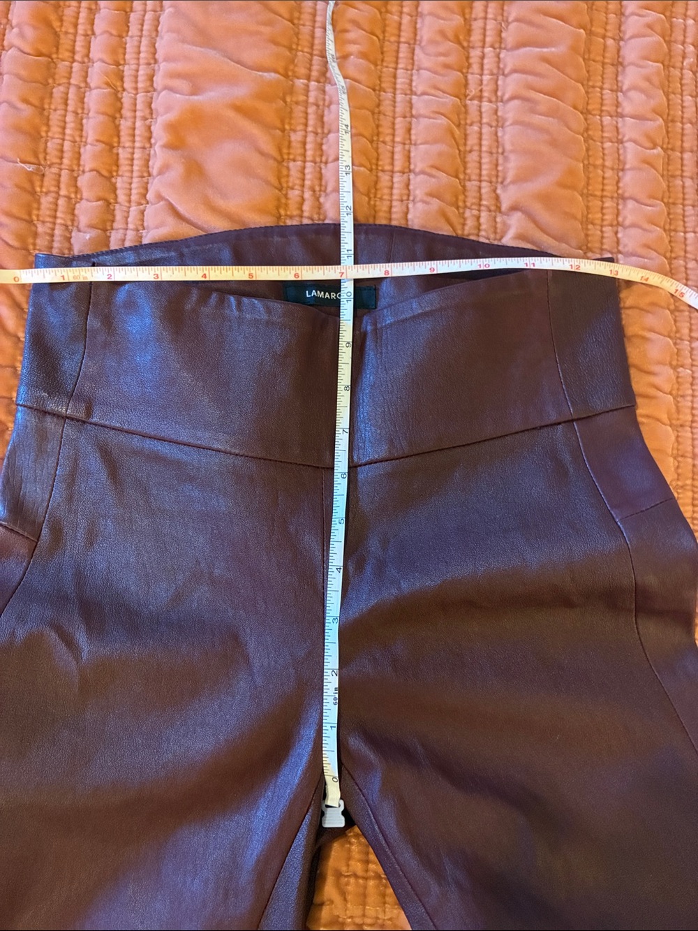 Lamarque burgundy red moto leather zip hem slim pants/leggings 13” waist - Picture 8 of 10